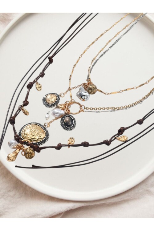 ZRA Modell Akla Çoklu Silver Gold  Kolye