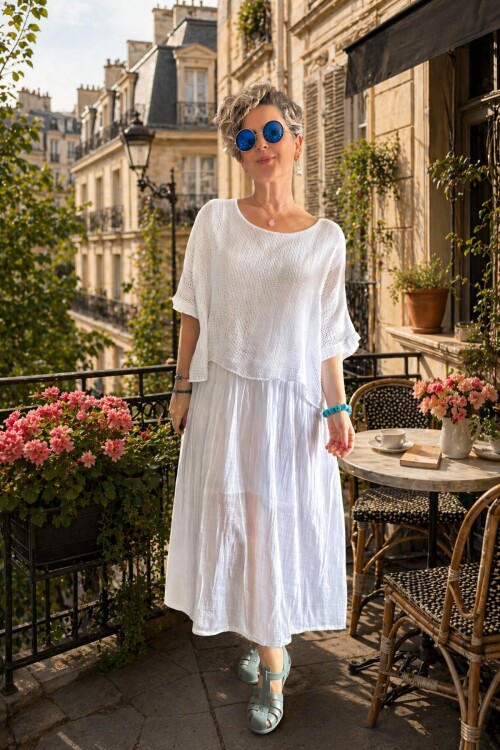 Abitare İtalyan Fisto File Detay Vip Elbise Beyaz