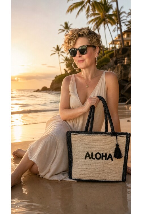 Aloha Hasır Detaylı Çanta