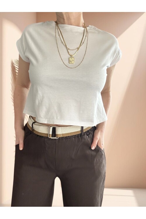 Betty İtalyan Balon Kemerli Pantolon Kahve