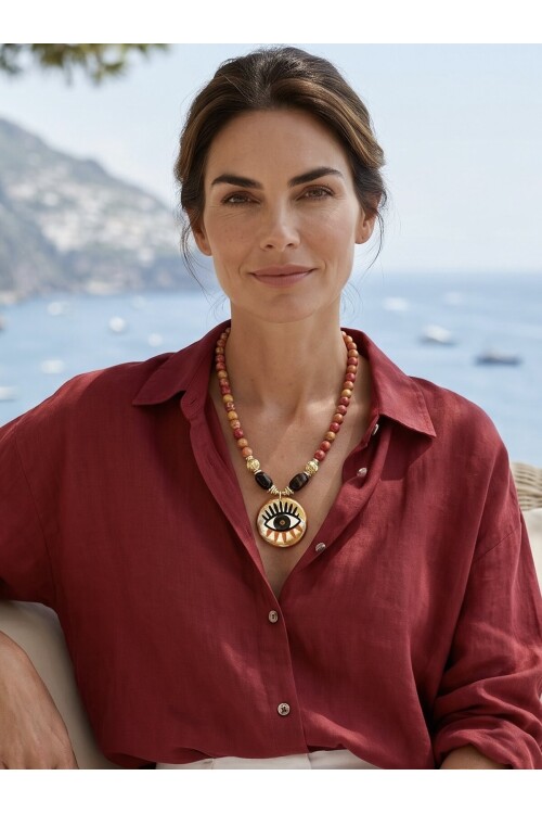 Bodrum Cam Eye Etnik Kolye