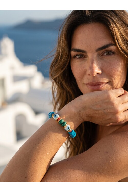 Bodrum Cam Taş Mavis Boncuk Bilezik