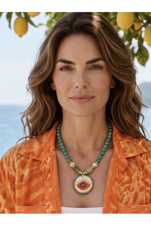 Bodrum Cam Yeşim Etnik Kolye