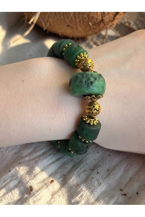 Cam Taş Etnik Bileklik Turuncu