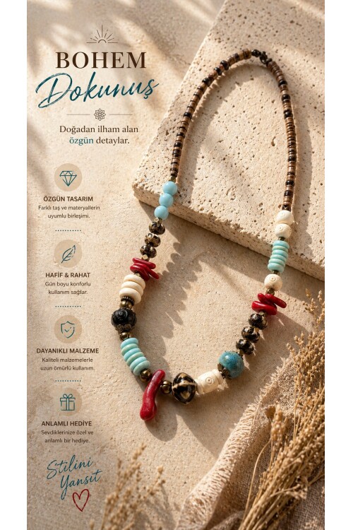 Carry Doğal Taş Etnik Kolye