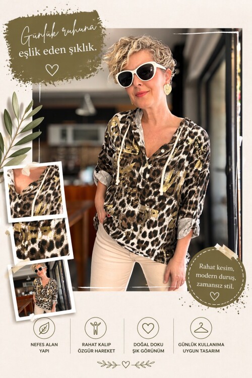 Figgo İtalyan Leopar Desen Yaldızlı Kap Beyaz