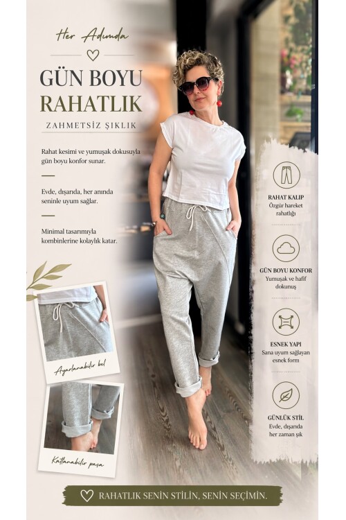 Jazy Tasarım Şalvar Pantolon Gri