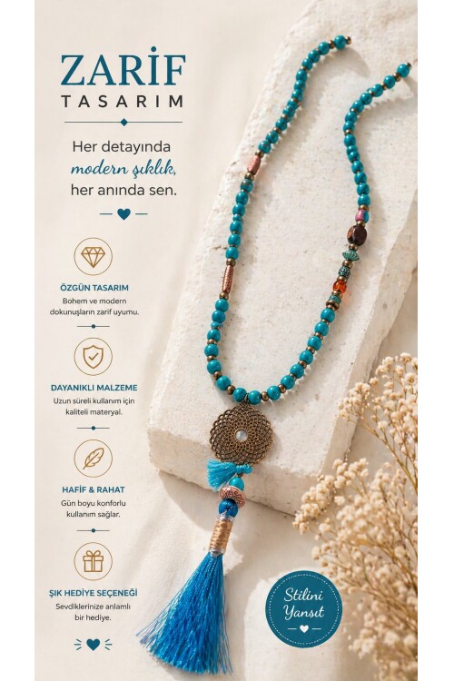 Lava Cam Göbeği Tahta Tasarım Kolye