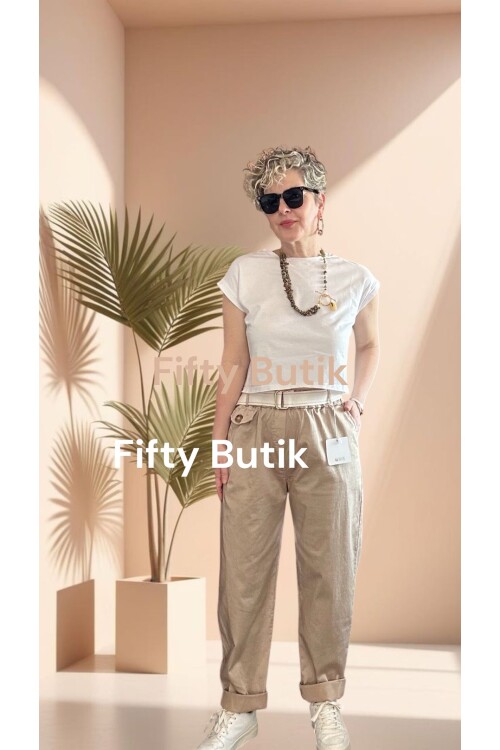 Premium Junne  Vip Tencel Kapak Cep Pantolon Camel