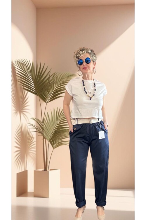 Premium Junne  Vip Tencel Kapak Cep Pantolon Lacivert