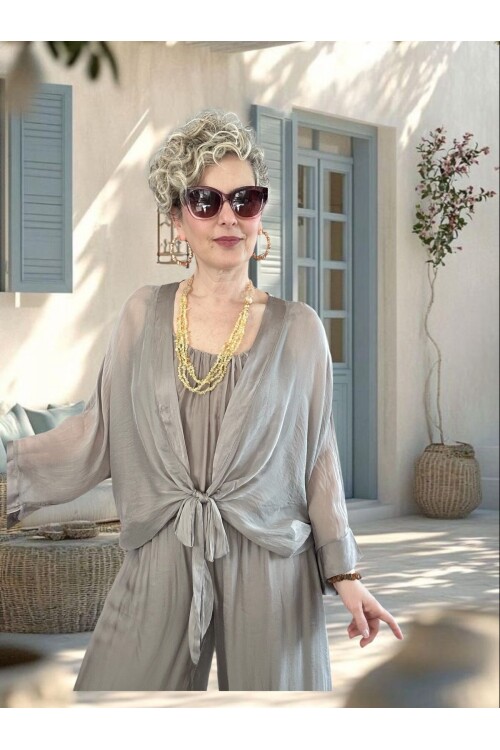 Retti Ön Düğüm Detay İtayan İpek Karışımlı  Bluz Fango