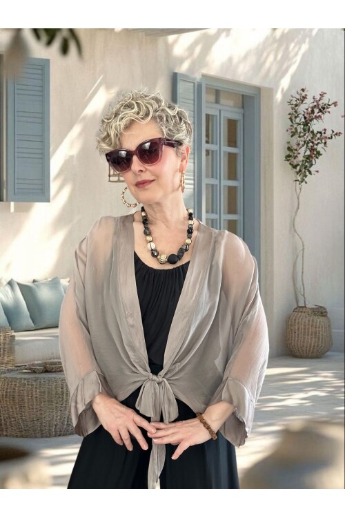 Retti Ön Düğüm Detay İtayan İpek Karışımlı  Bluz Fango