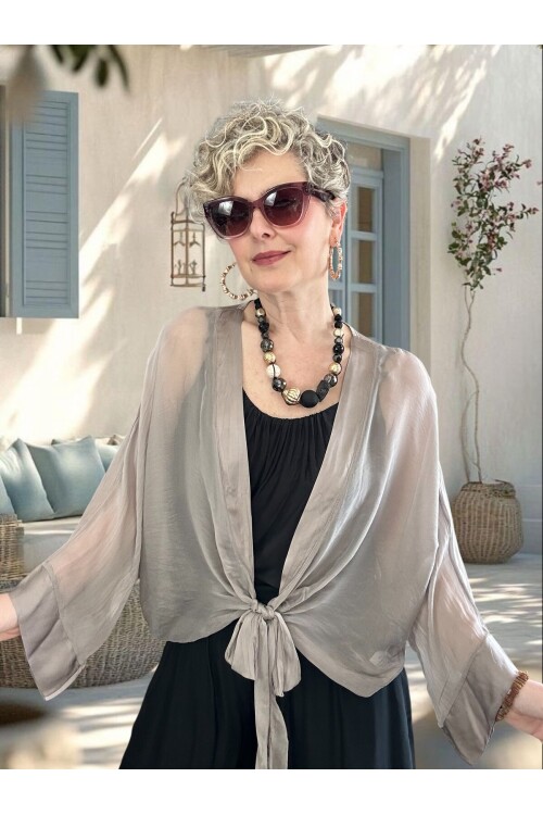 Retti Ön Düğüm Detay İtayan İpek Karışımlı  Bluz Fango