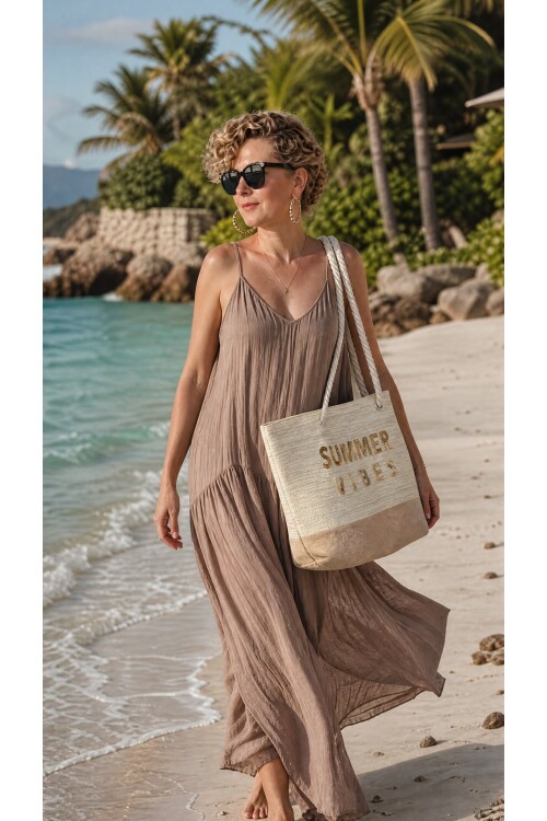 Summer Vibes Hasır Dokulu Halat Askılı Çanta