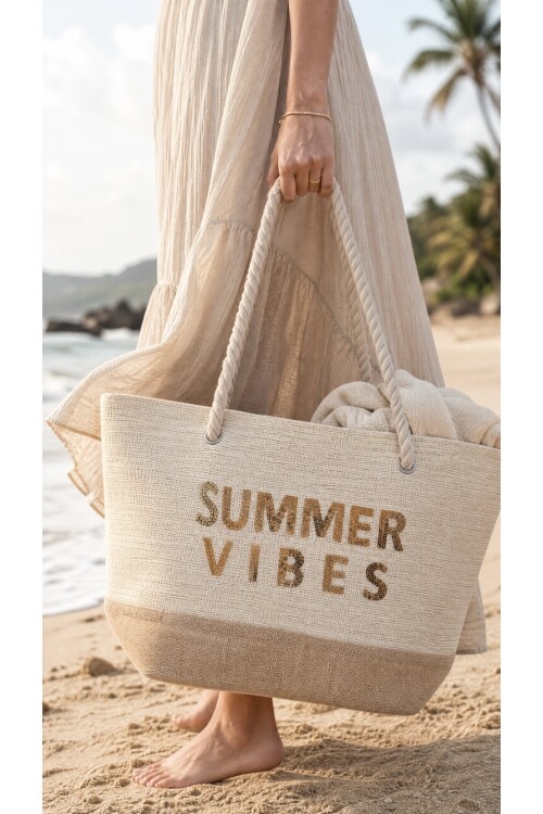 Summer Vibes Hasır Dokulu Halat Askılı Çanta