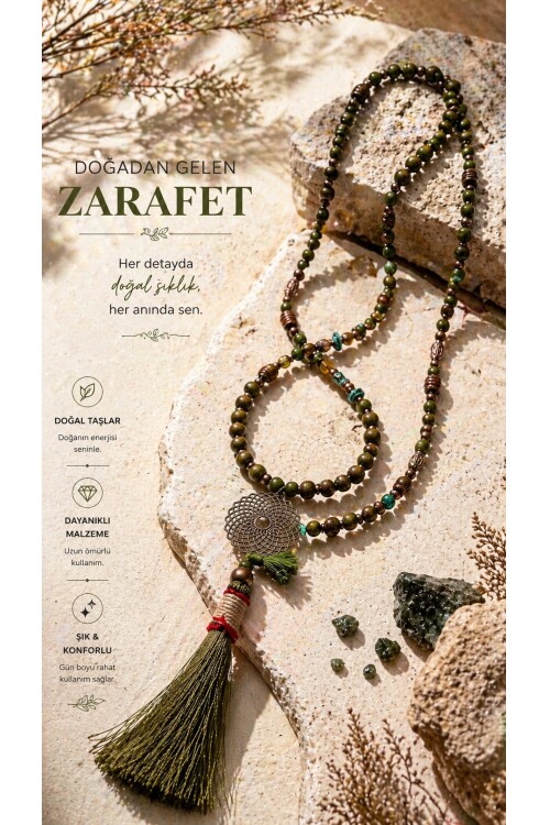 Tosca Haki Tahta Tasarım Kolye