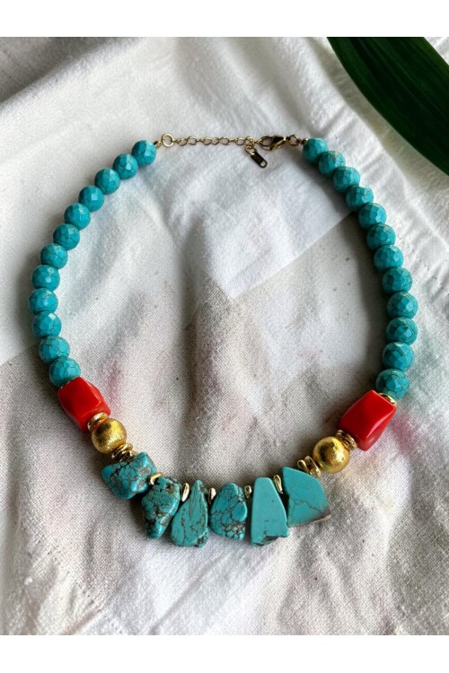 Turkuaz Doğal Taş Kolye