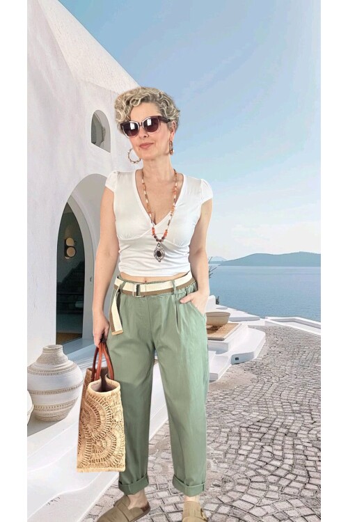 Vicco İtalyan Balon Kemerli Pantolon Haki