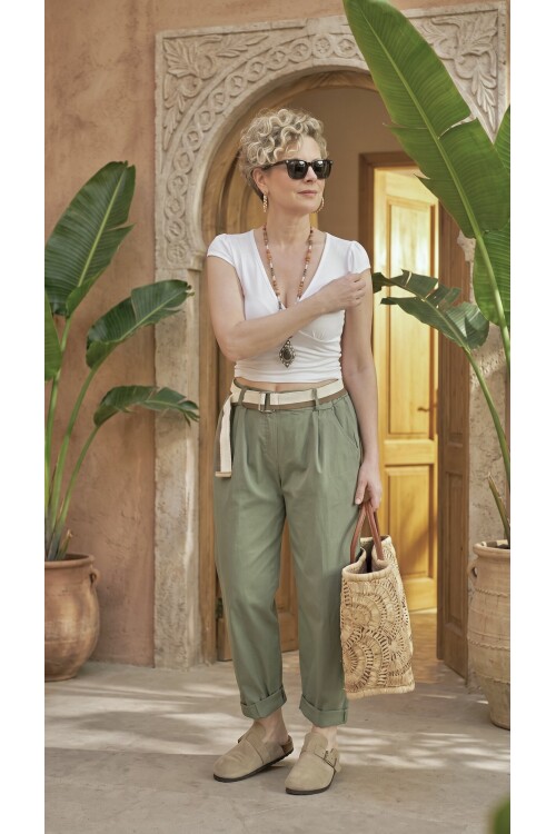 Vicco İtalyan Balon Kemerli Pantolon Haki