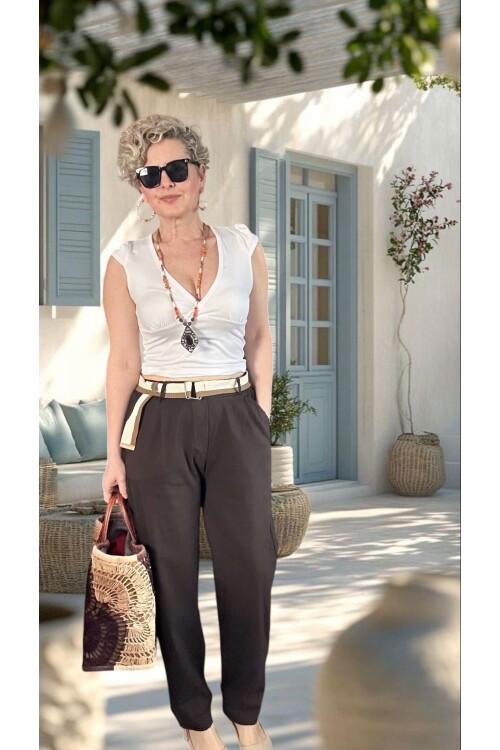 Vicco İtalyan Balon Kemerli Pantolon Kahve