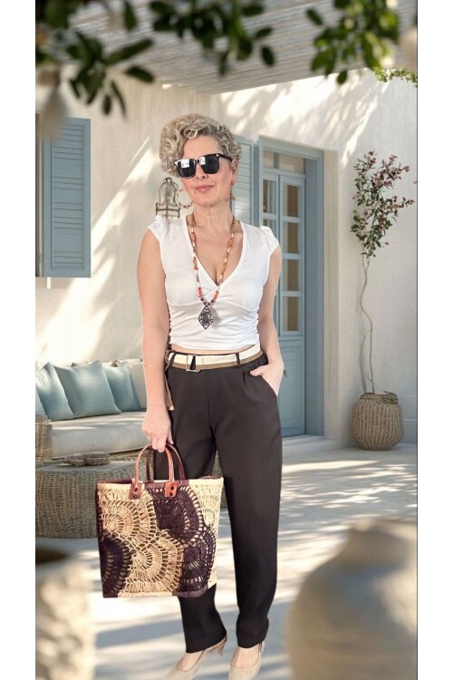 Vicco İtalyan Balon Kemerli Pantolon Kahve