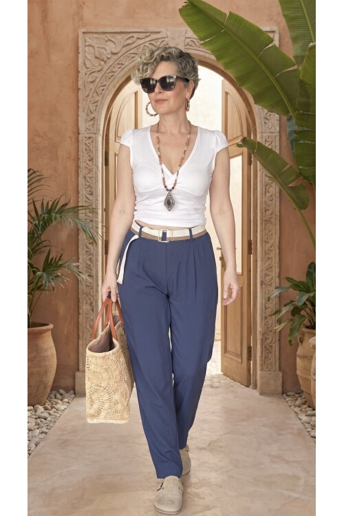 Vicco İtalyan Balon Kemerli Pantolon Lacivert