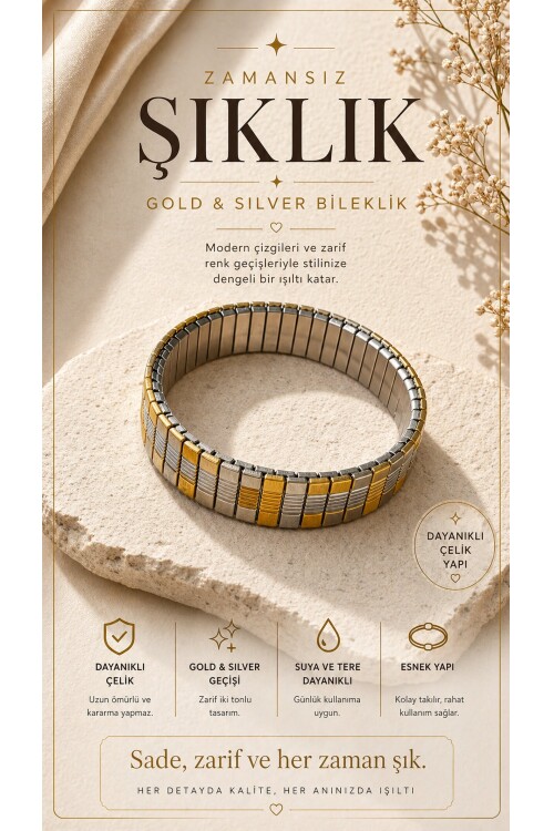 Zattera Gold And Silver Çelik Bileklik