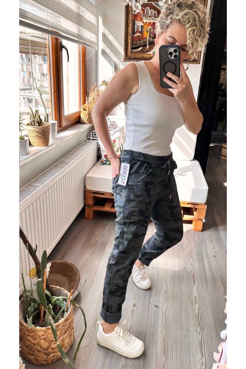Lazza İtalyan Sihirli Kamuflaj Pantolon Gri