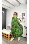 Batik Rahat Kesim Yarasa Kol Elbise Yeşil