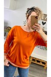 Ksm Sim Detay Viskon Triko Bluz Orange