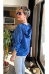 Detto İtalyan Stil Kapşonlu Sırt Detaylı Hırka Ceket Mavi