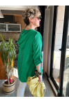 Detto İtalyan Stil Kapşonlu Sırt Detaylı Hırka Ceket Yeşil