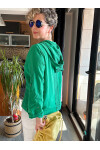 Detto İtalyan Stil Kapşonlu Sırt Detaylı Hırka Ceket Yeşil