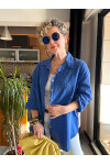 Donna Nakış Detaylı Tasarım Pamuk Gömlek Mavi