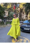 Enzo İkili Takım Tasarım Elbise Fıstık Yeşil