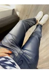 Marta Marka Model Çımalı Deri Pantolon Lacivert