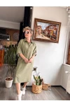 Meri Gömlek Yaka  Ayrobin Elbise Haki