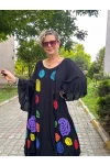 Trezza İtalyan Tasarım Baskı Detay Elbise Siyah