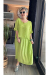 Abitare İtalyan Fisto File Detay Vip Elbise Fıstık Yeşil