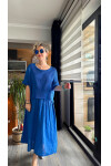 Abitare İtalyan Fisto File Detay Vip Elbise Mavi