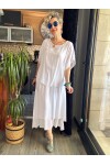 Mozza Vip Tasarım Rahat Kesim Elbise Beyaz